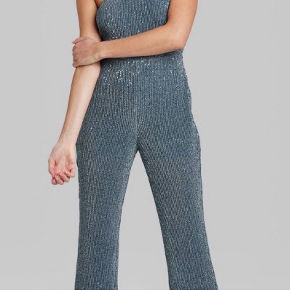 Wild fable Sequin Jumpsuit Slate Blue size large nwt